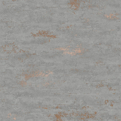 Cobalt Industrial Metallic Wallpaper in Grey and Copper