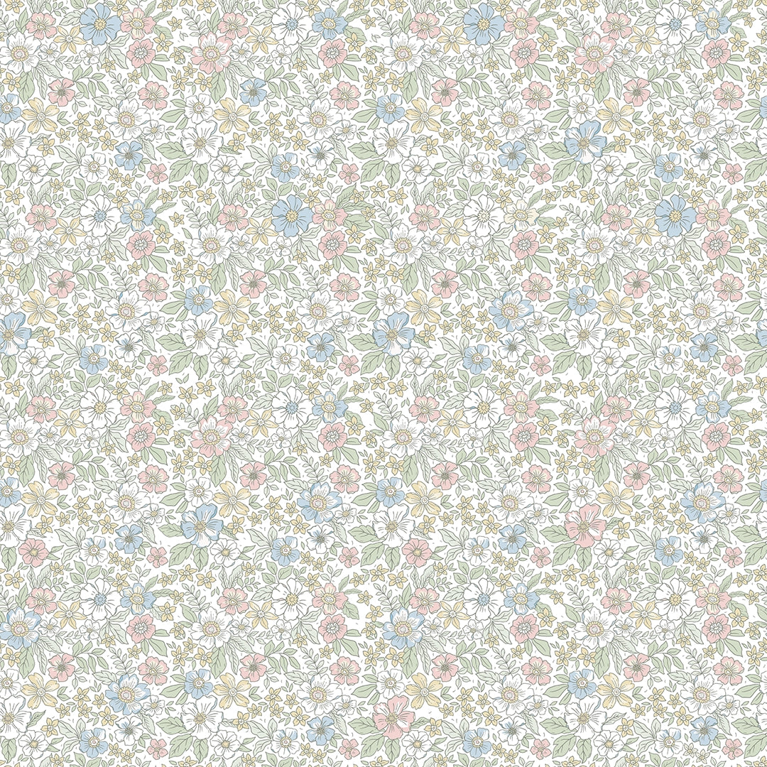 Ditsy Gardenia Wallpaper in Soft Pastels