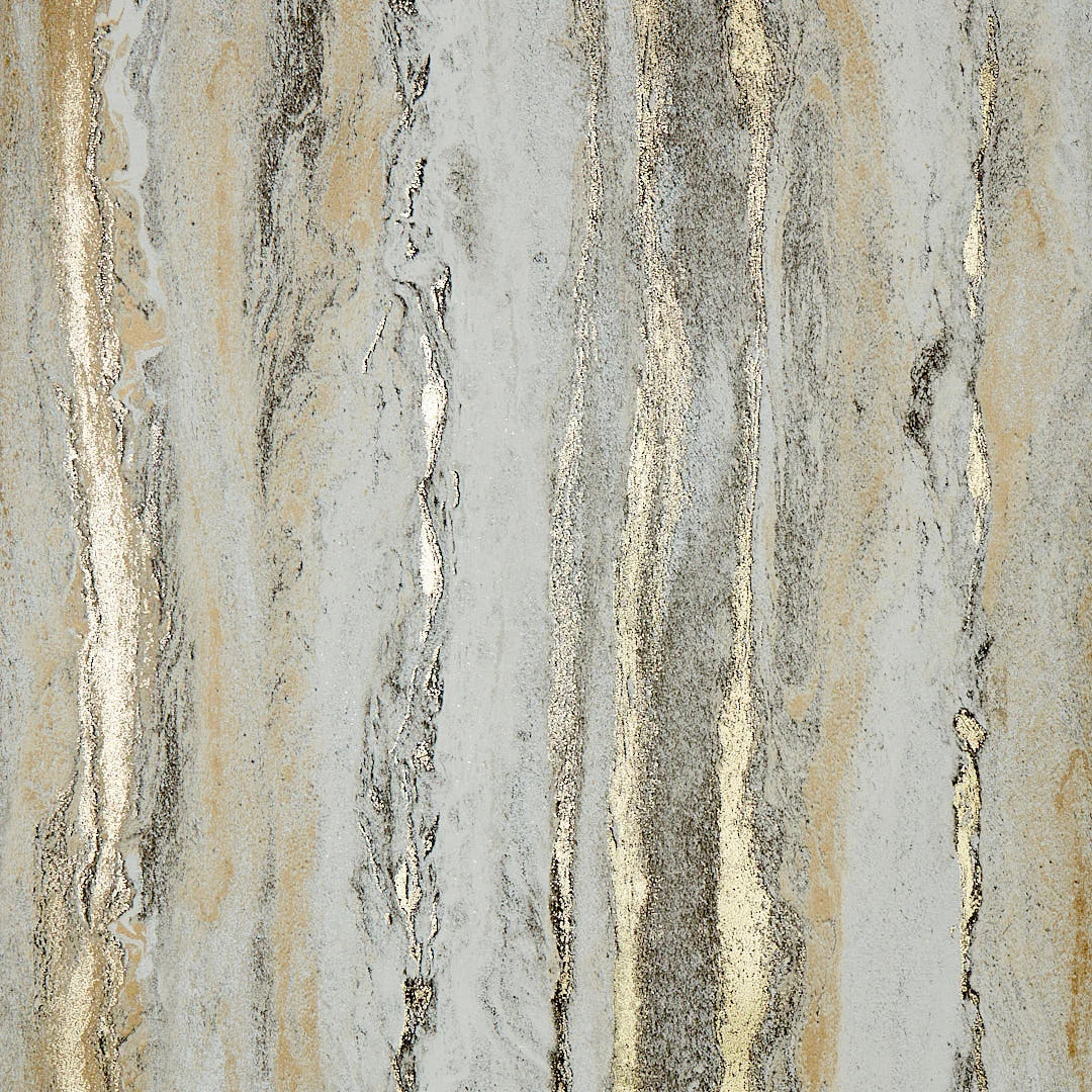 Sample of Zion Metallic wallpaper in grey and gold (53 x 30cm) I Love