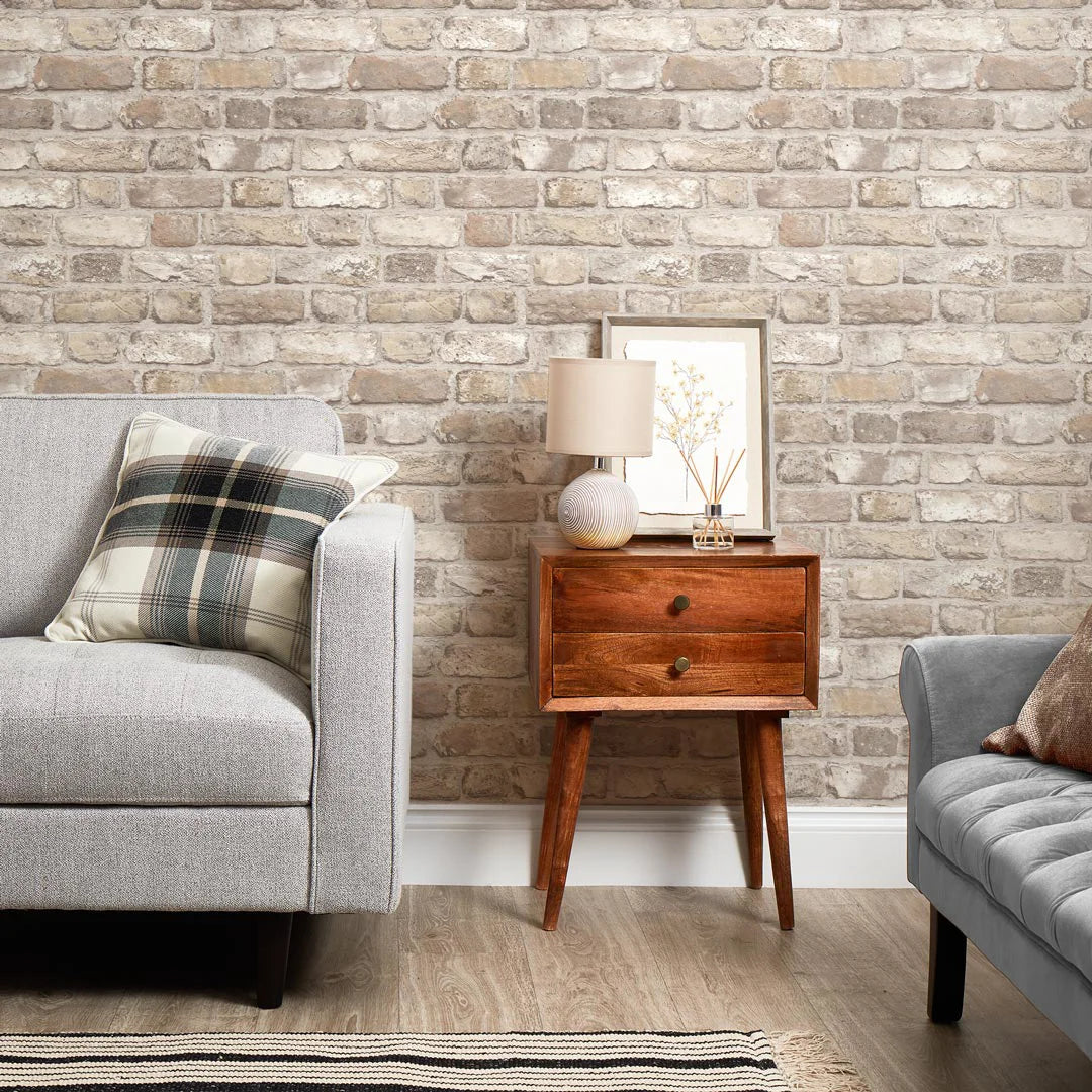 Battersea Brick Wallpaper in Neutral I Love Wallpaper