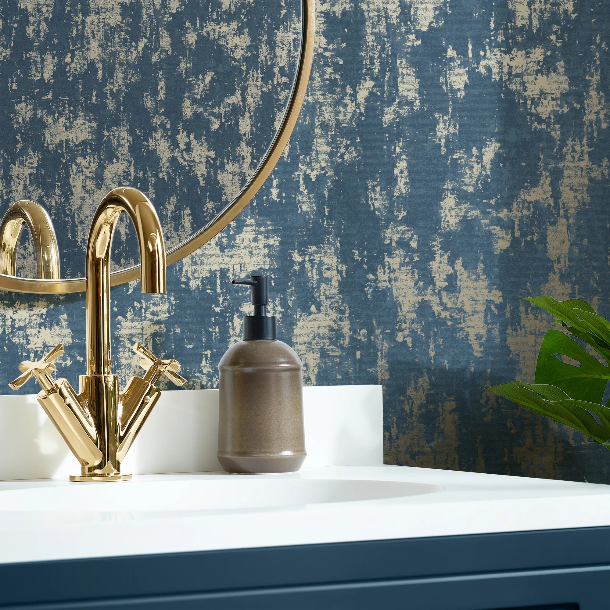 Milan Metallic Wallpaper in Navy and Gold I Love Wallpaper