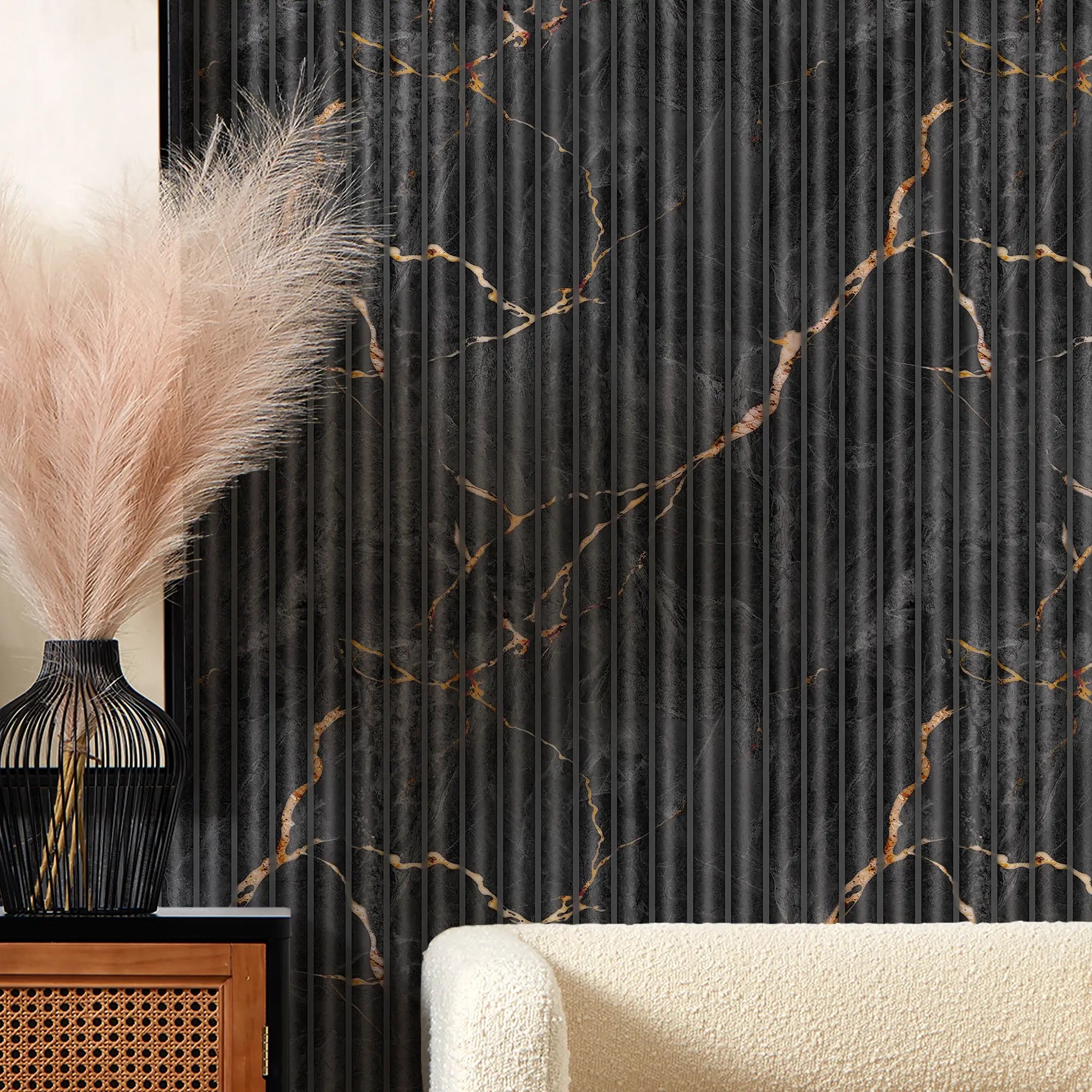 YöL Harrow Navy Blue Wood Panel Effect Wallpaper - Odern Conteporary - View #10