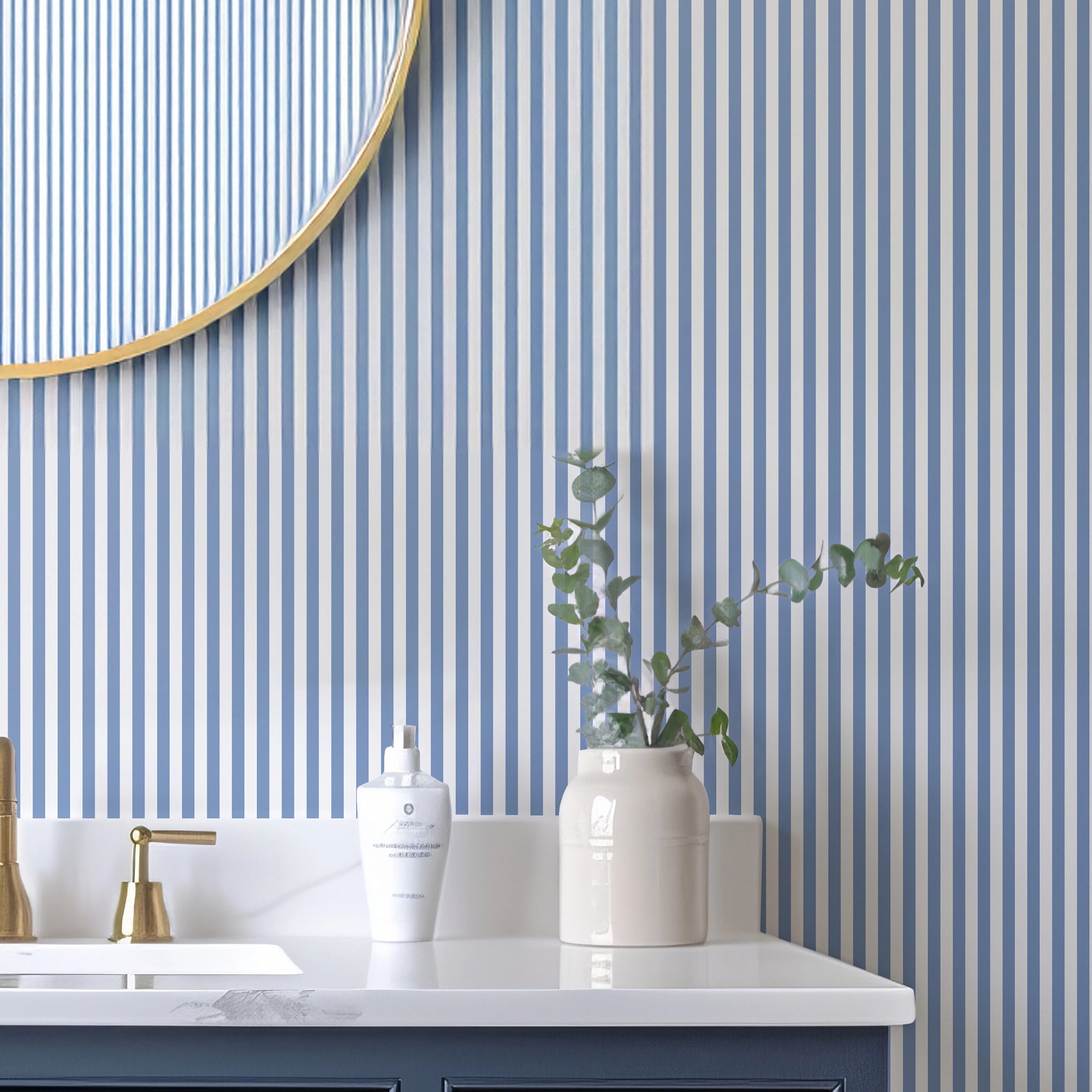 Pinstripe Wallpaper in Cornflower Blue – I Love Wallpaper