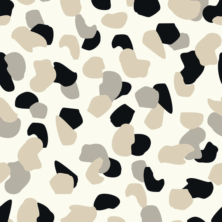 Sample of Abstract Spot Wallpaper in Neutrals and Black