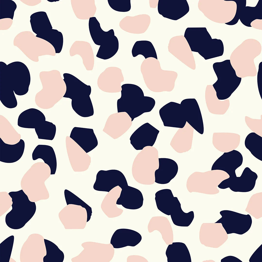 Sample of Abstract Spot Wallpaper in Pastel Pink and Navy