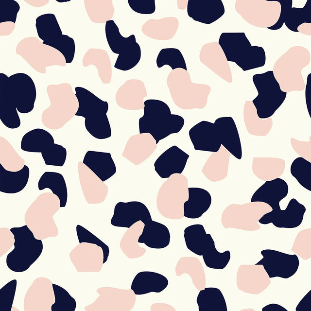 Abstract Spot Wallpaper in Pastel Pink and Navy