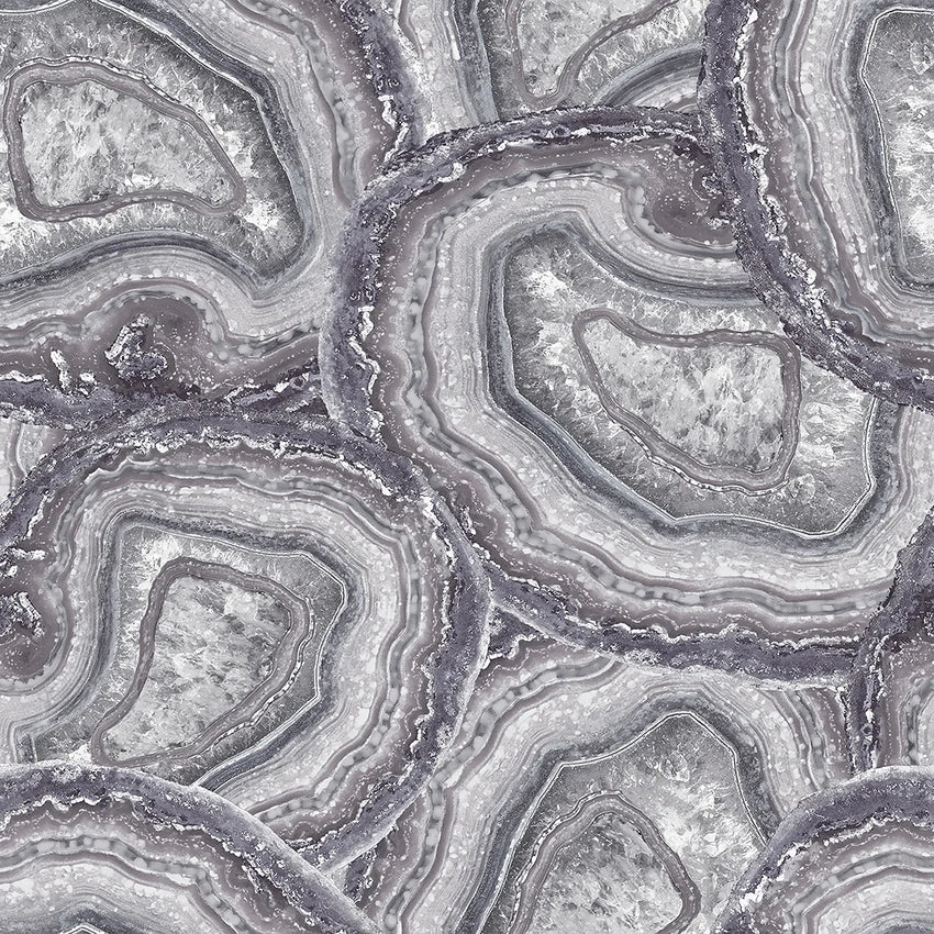 Agate Wallpaper in Amethyst and Grey