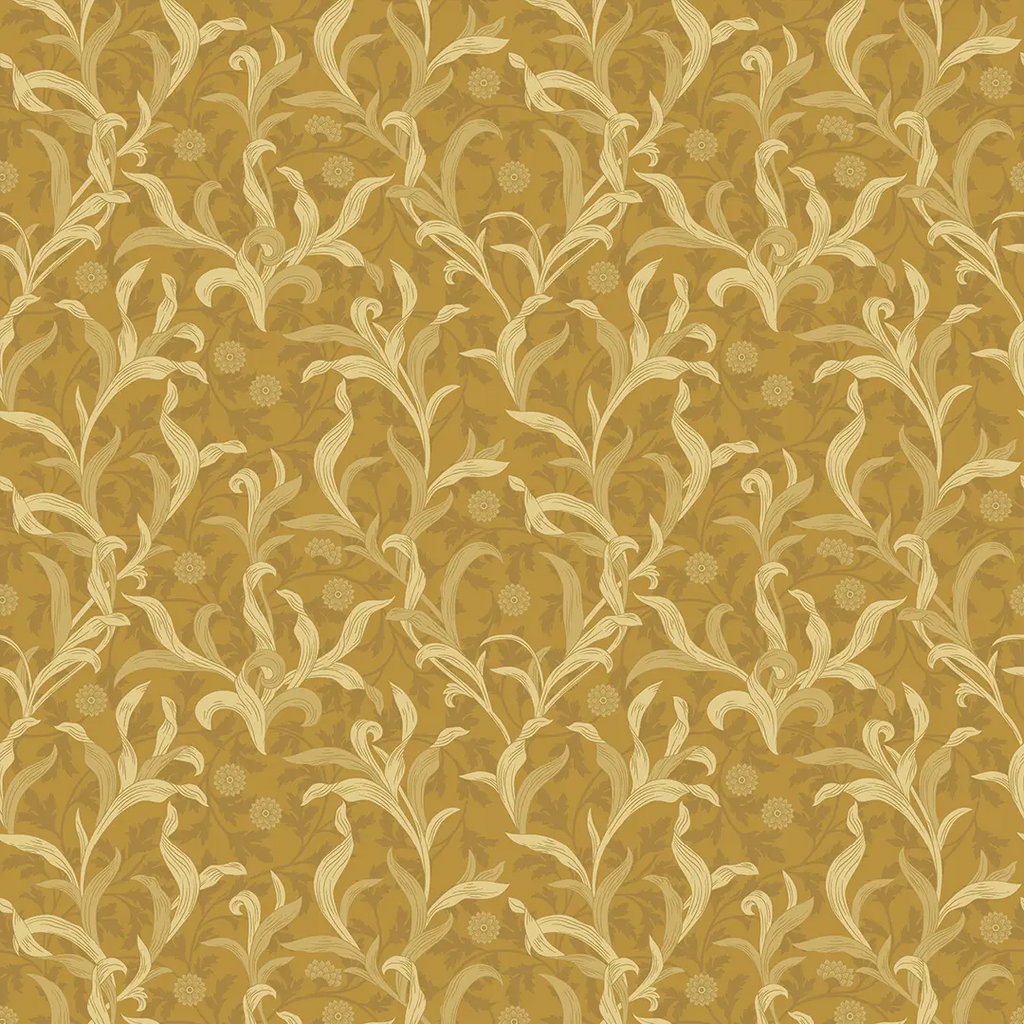 Antique Leaf Wallpaper in Ochre