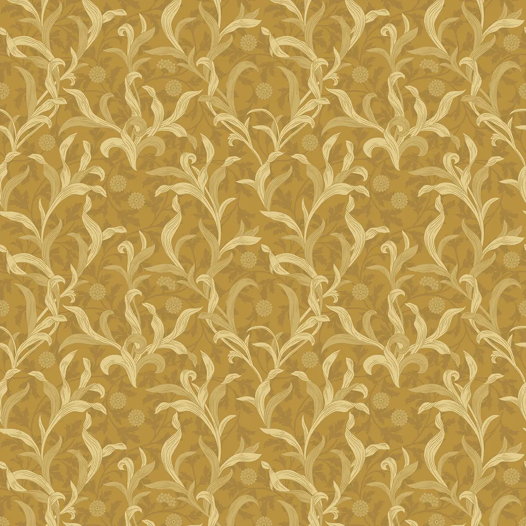 Antique Leaf Wallpaper in Ochre