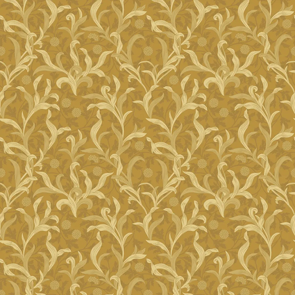 Antique Leaf Wallpaper in Ochre