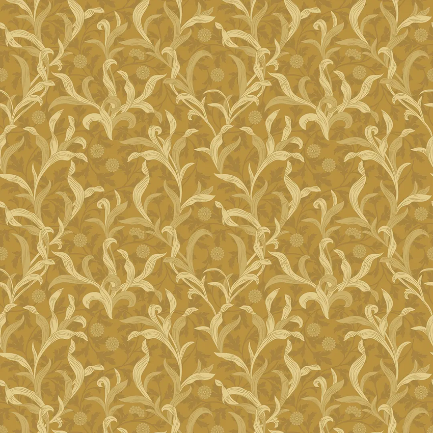 Antique Leaf Wallpaper in Ochre