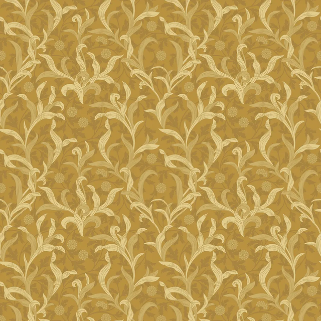 Antique Leaf Wallpaper in Ochre