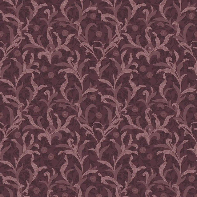 Antique Leaf Wallpaper in Plum