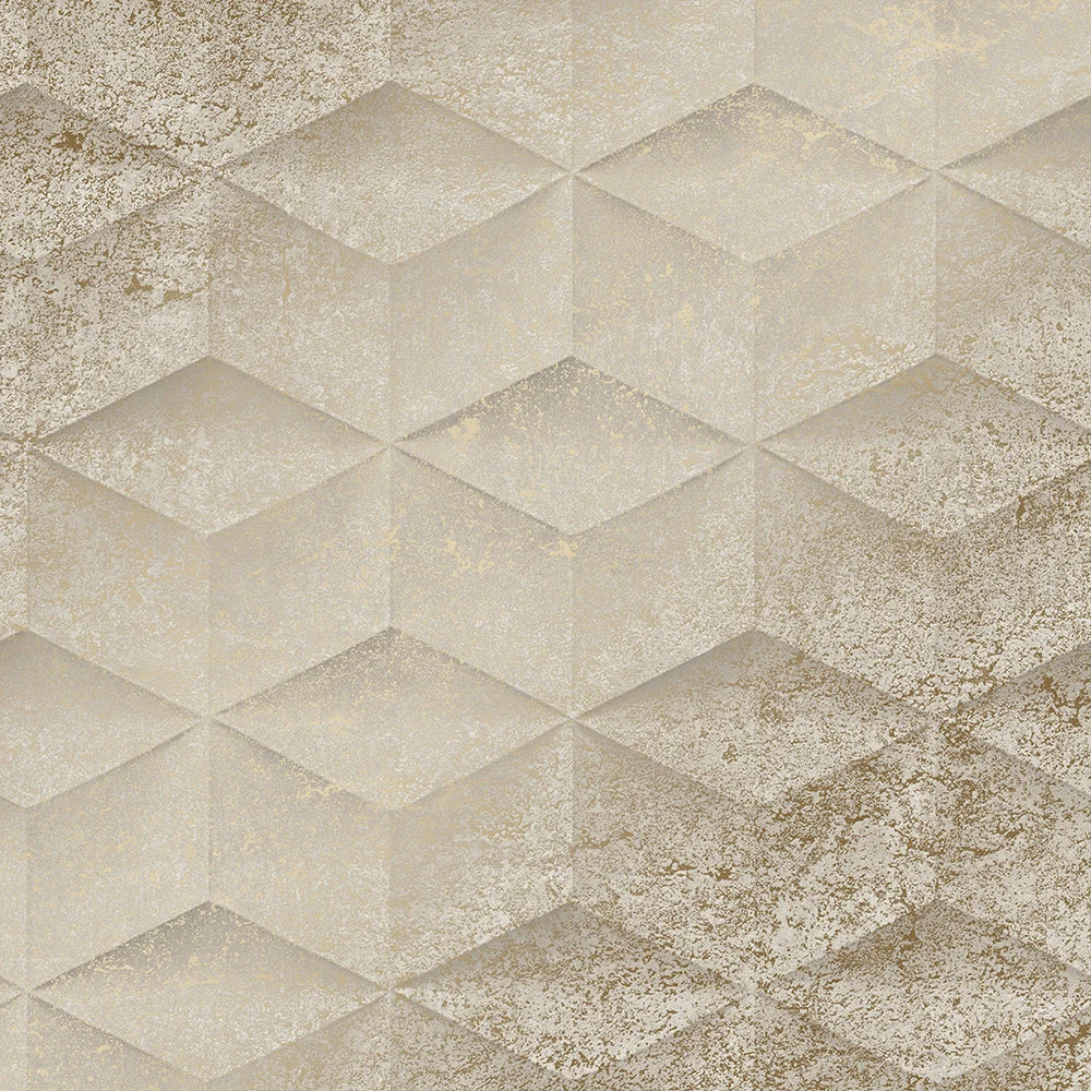 Sample of Architectural Concrete Wallpaper Beige and Gold