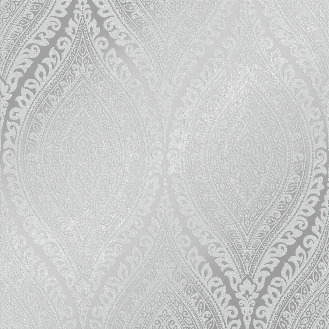 Sample of Ariana Wave Wallpaper in Grey and Silver