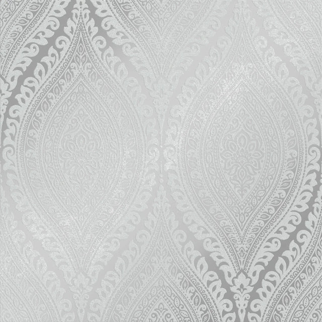 Ariana Wave Wallpaper in Grey and Silver
