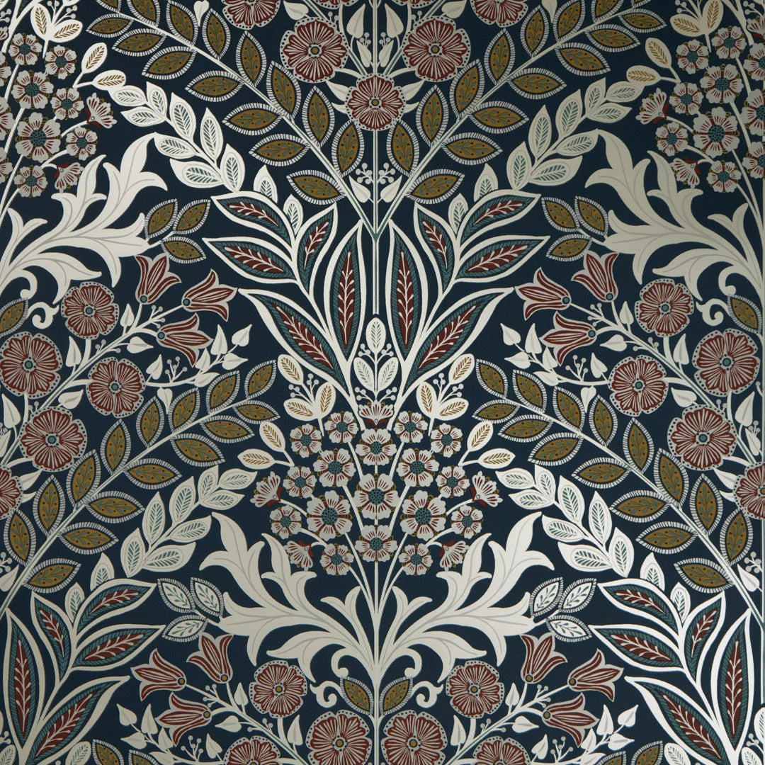 Sample of Artist's Garden Wallpaper in Navy and Gold