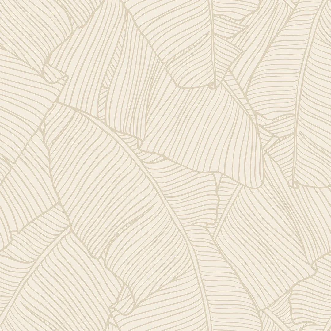 Sample of Banana Leaf Wallpaper in Mushroom and Cream