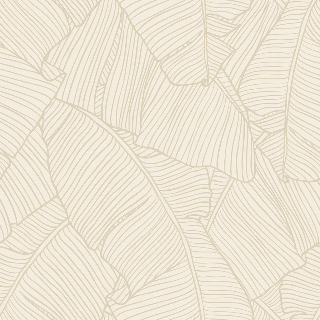 Banana Leaf Wallpaper in Mushroom and Cream