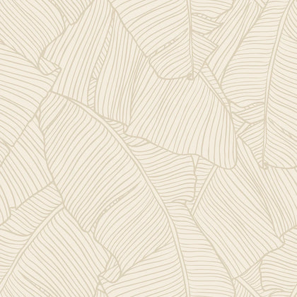 Banana Leaf Wallpaper in Mushroom and Cream