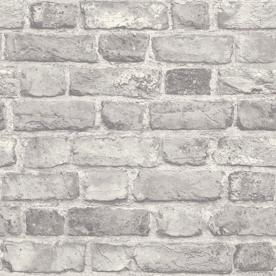 Battersea Brick Wallpaper in Grey