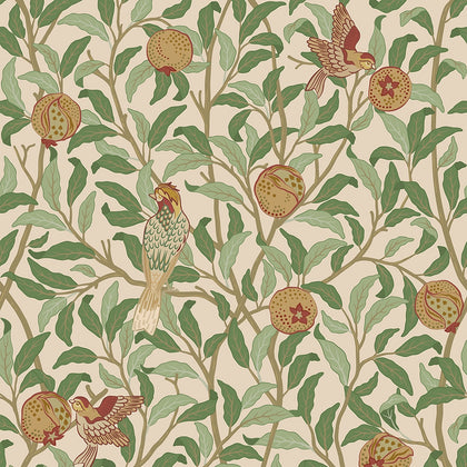 Sample of Beauty of Nature Wallpaper in Sage Green on Cream