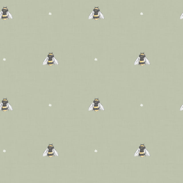 Bumble Bee Wallpaper in Sage Green