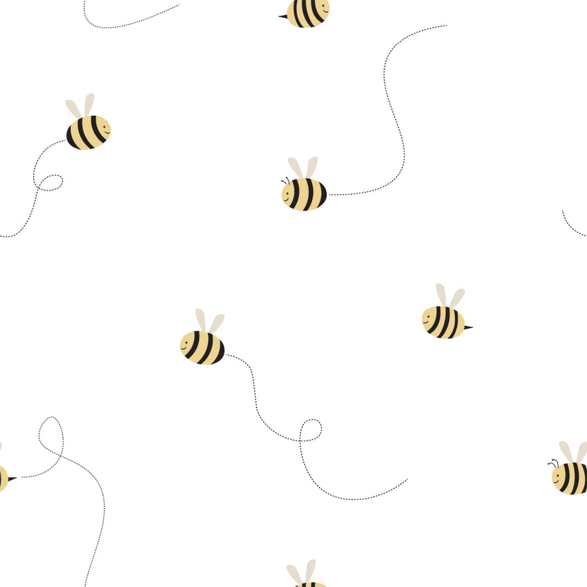 Buzzy Bees Wallpaper White
