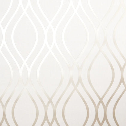Camden Wave Wallpaper in Neutral and Gold