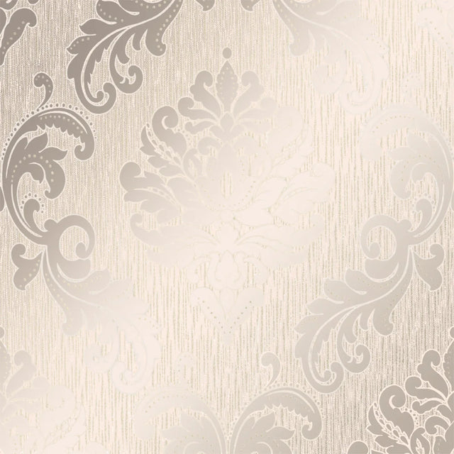 Chelsea Glitter Damask Wallpaper in Cream and Gold