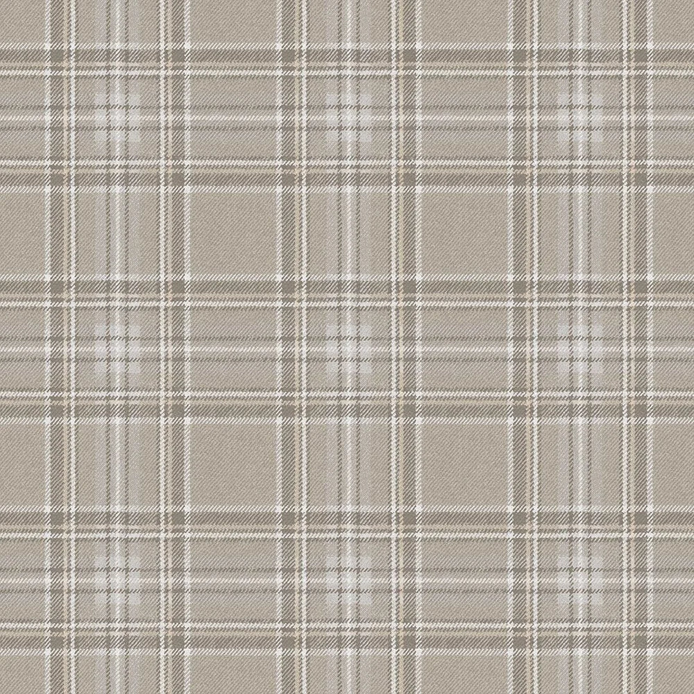 Sample of Classic Check Wallpaper in Taupe