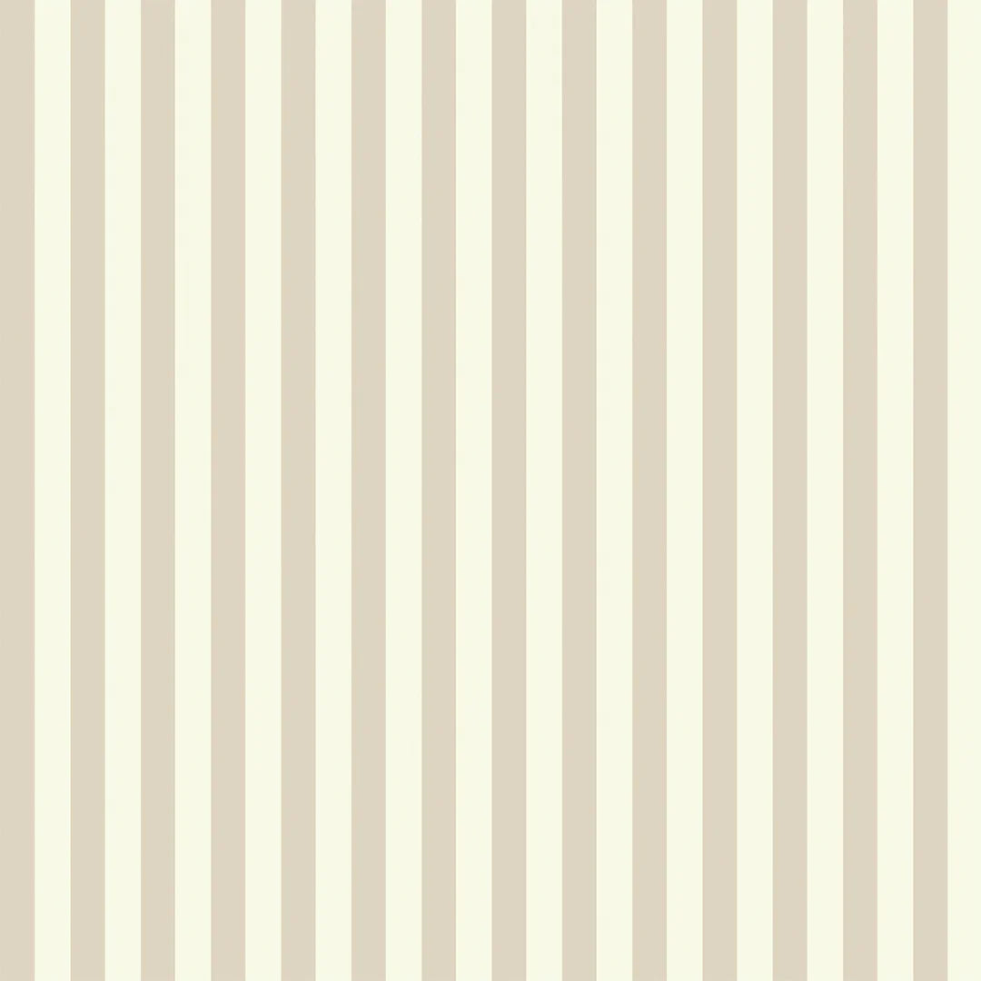 Sample of Classic Stripe Wallpaper in Magnolia and Sandstone