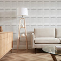 Classic Wood Panel Wallpaper in White