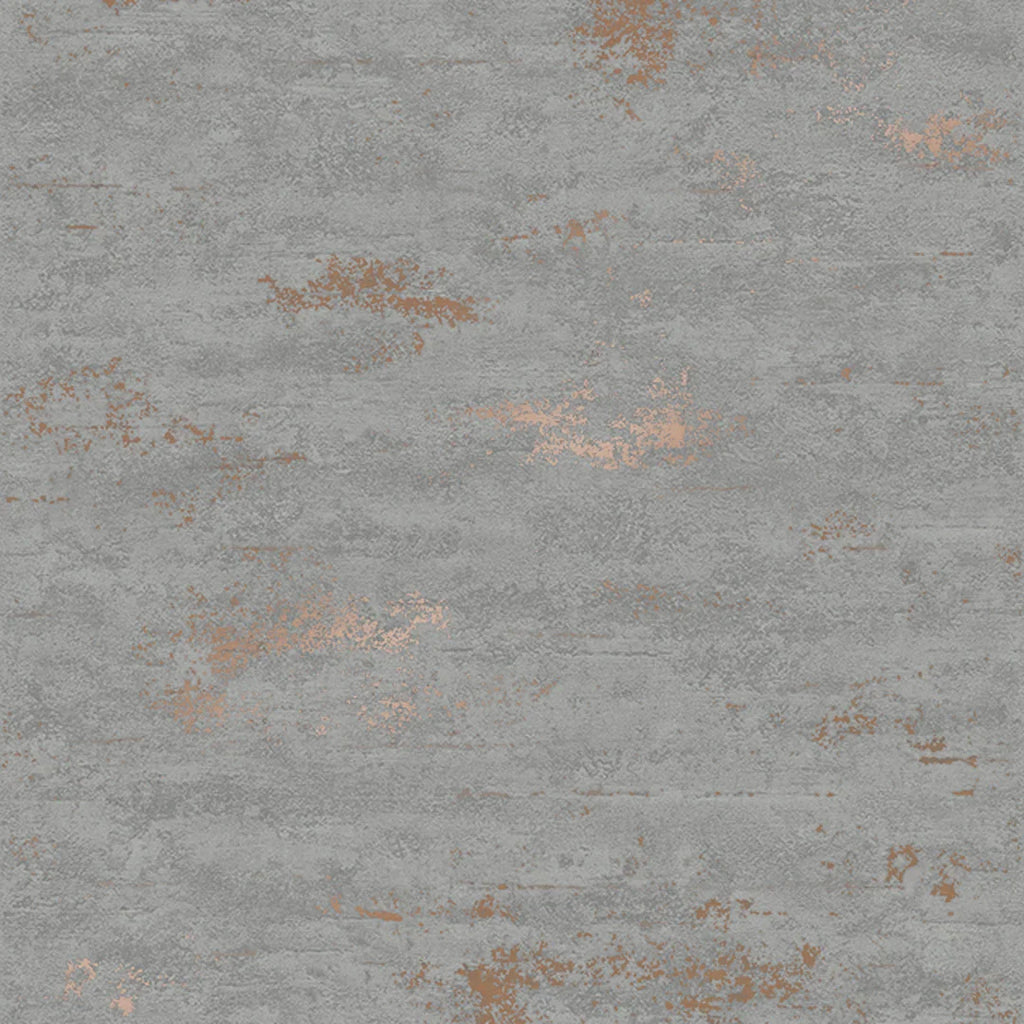 Cobalt Industrial Metallic Wallpaper in Grey and Copper