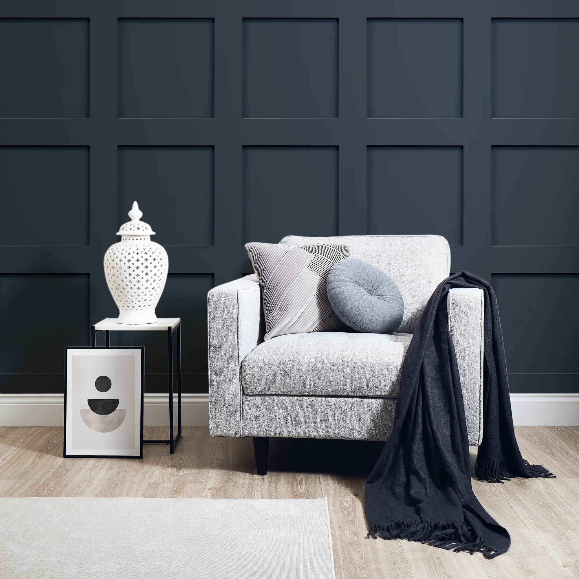 Contemporary Wood Panel Wallpaper in Navy Blue – I Love Wallpaper