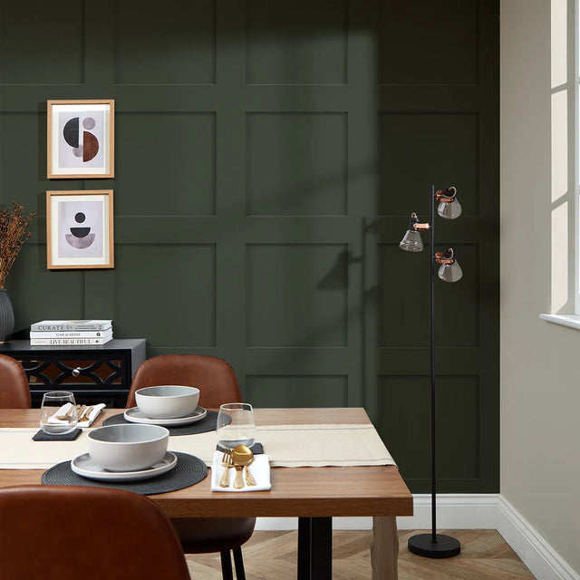 Contemporary Wood Panel Wallpaper in Olive Green