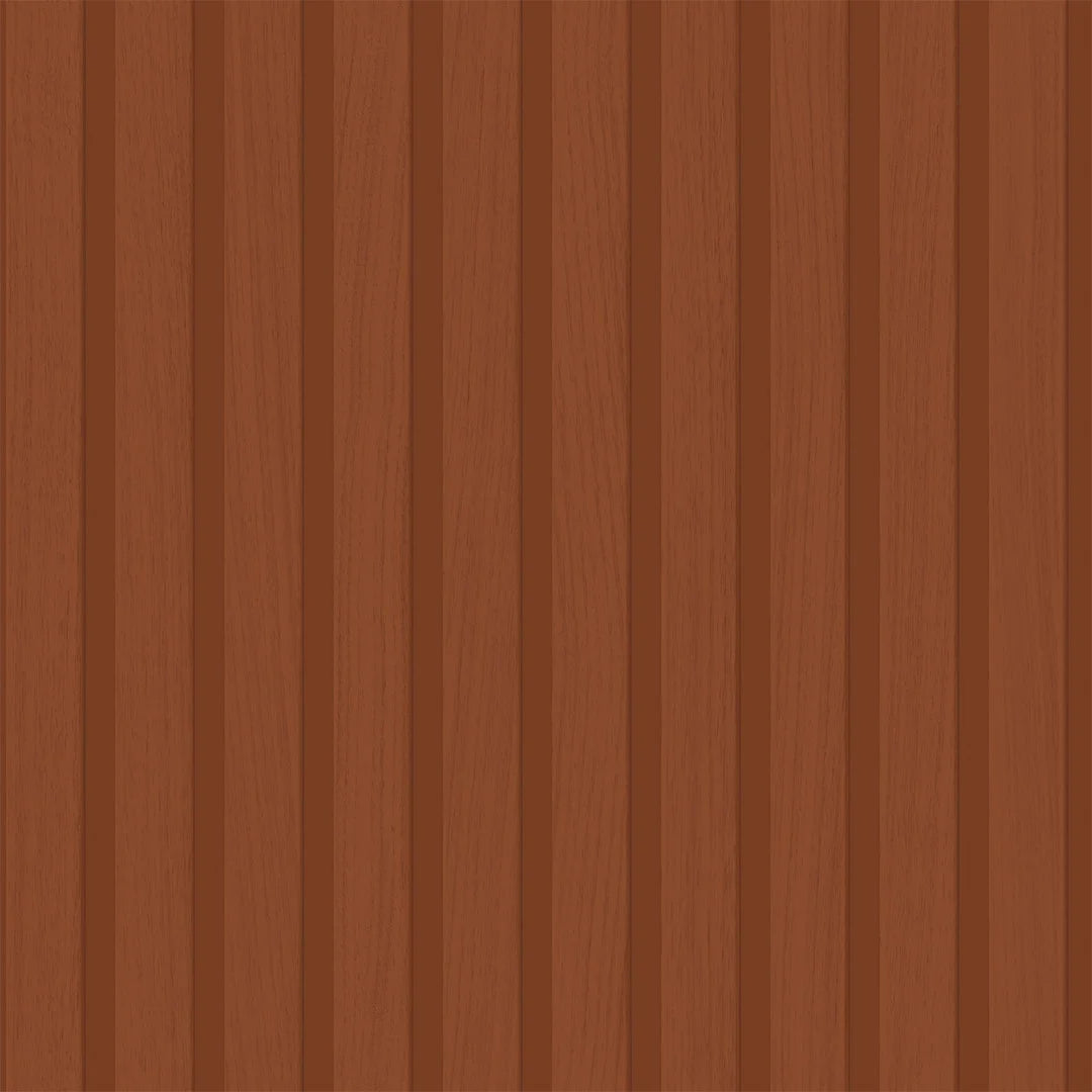 Sample of Contemporary Wood Slat Wallpaper in Terracotta