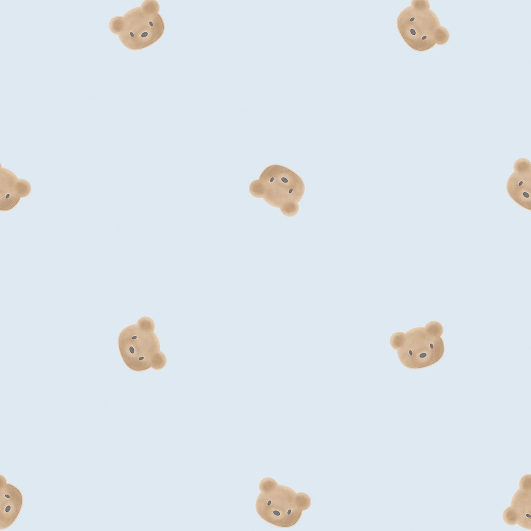 Sample of Cozy Bear Wallpaper in Soft Blue