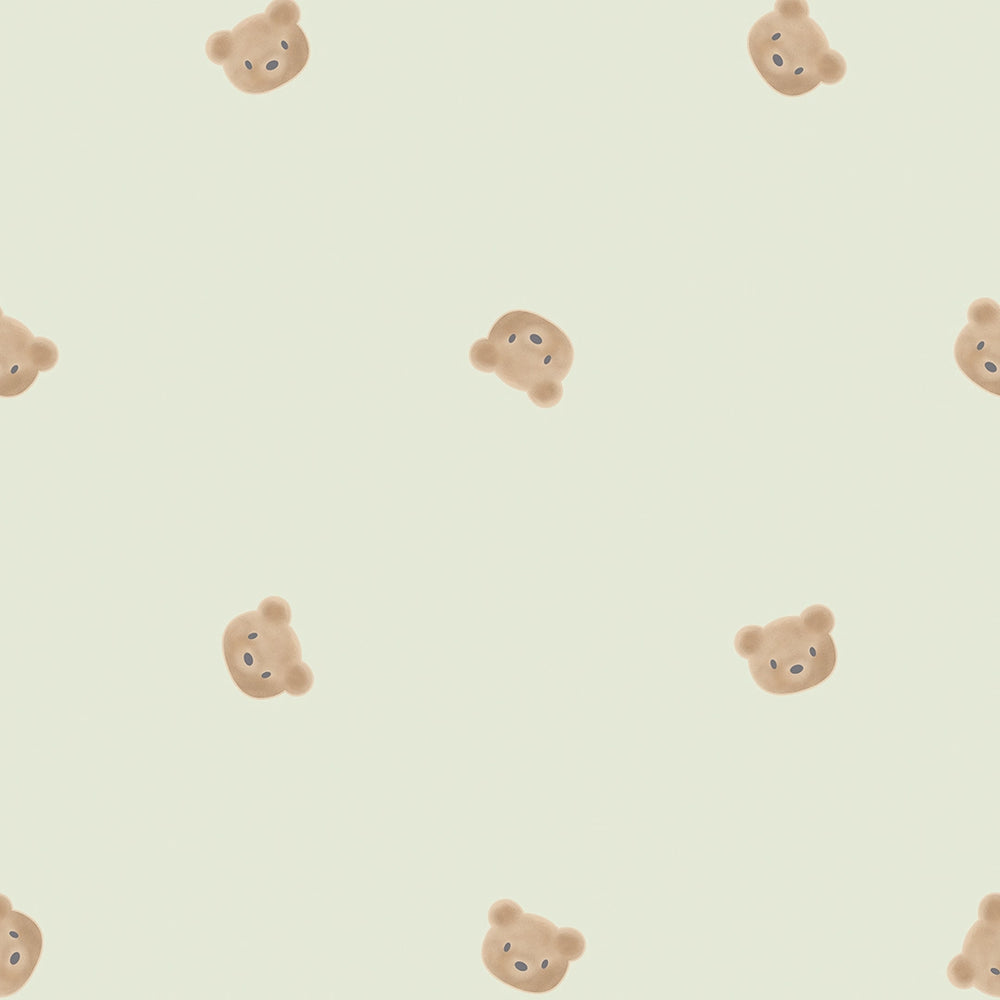 Sample of Cozy Bear Wallpaper in Soft Sage