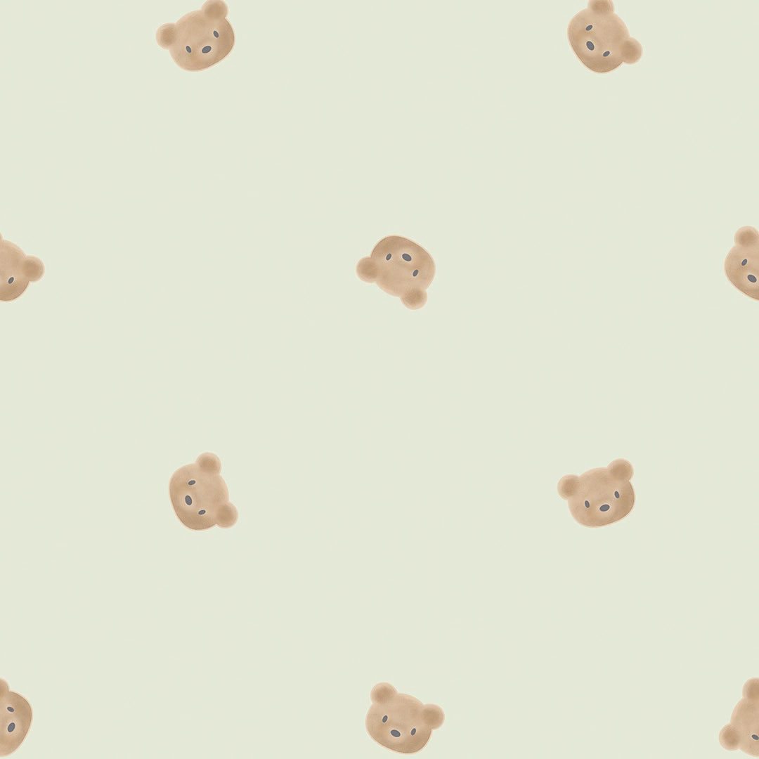 Sample of Cozy Bear Wallpaper in Soft Sage