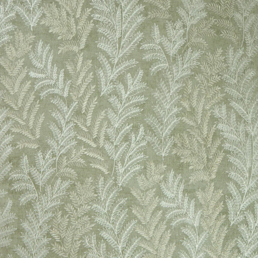 Darjeeling Leaf Metallic Wallpaper in Sage Green and Ivory with Gold Sparkle