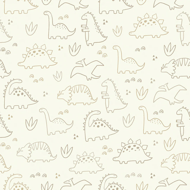 Dinky Dinos Wallpaper in Coffee and Cream
