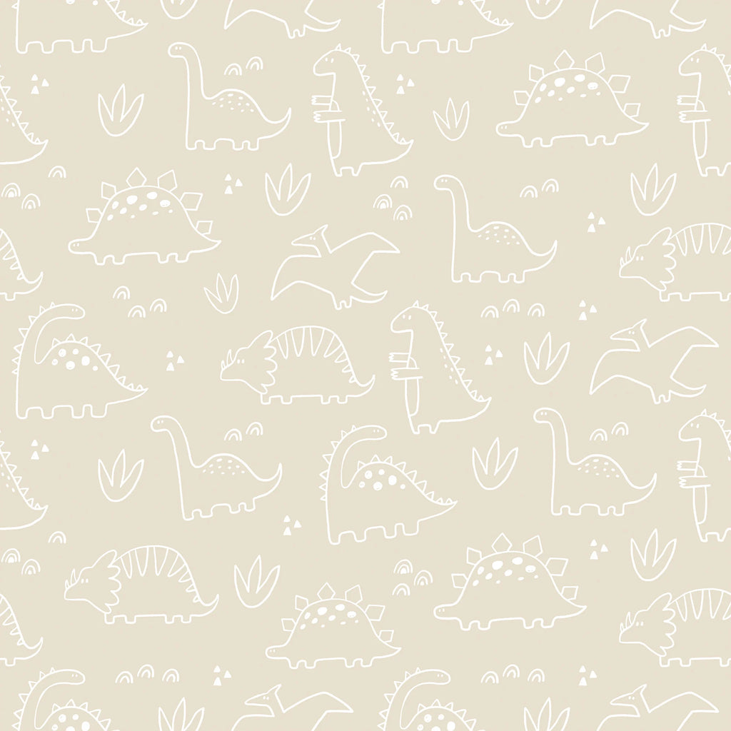 Sample of Dinky Dinos Wallpaper in Cream and White