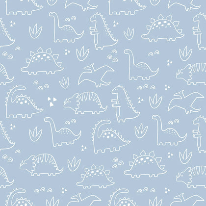 Dinky Dinos Wallpaper in Pale Blue