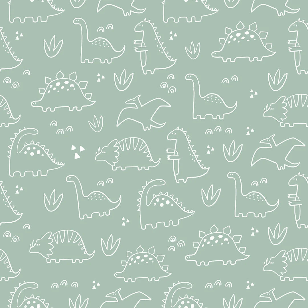 Dinky Dinos Wallpaper in Sage Green