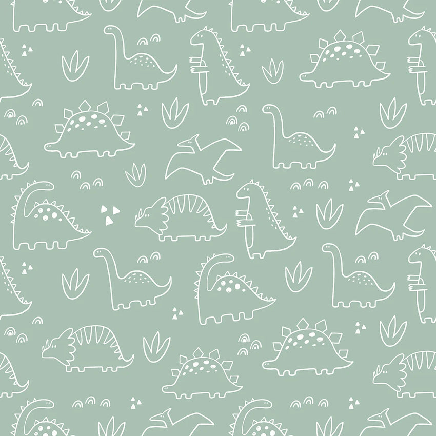 Dinky Dinos Wallpaper in Sage Green