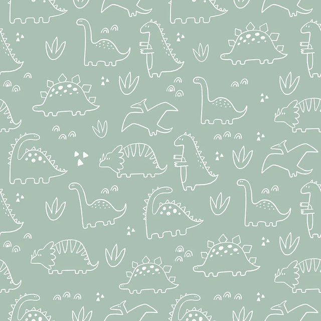 Dinky Dinos Wallpaper in Sage Green