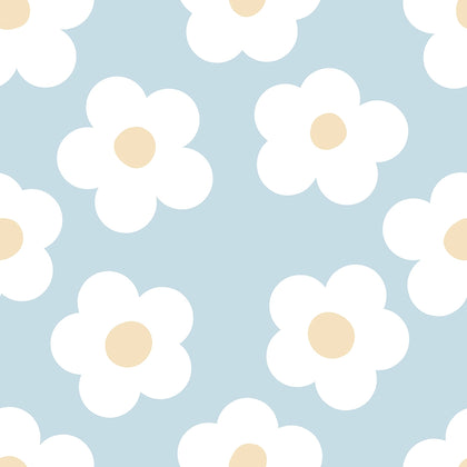 Sample of Ditsy Daisy Wallpaper in Soft Blue