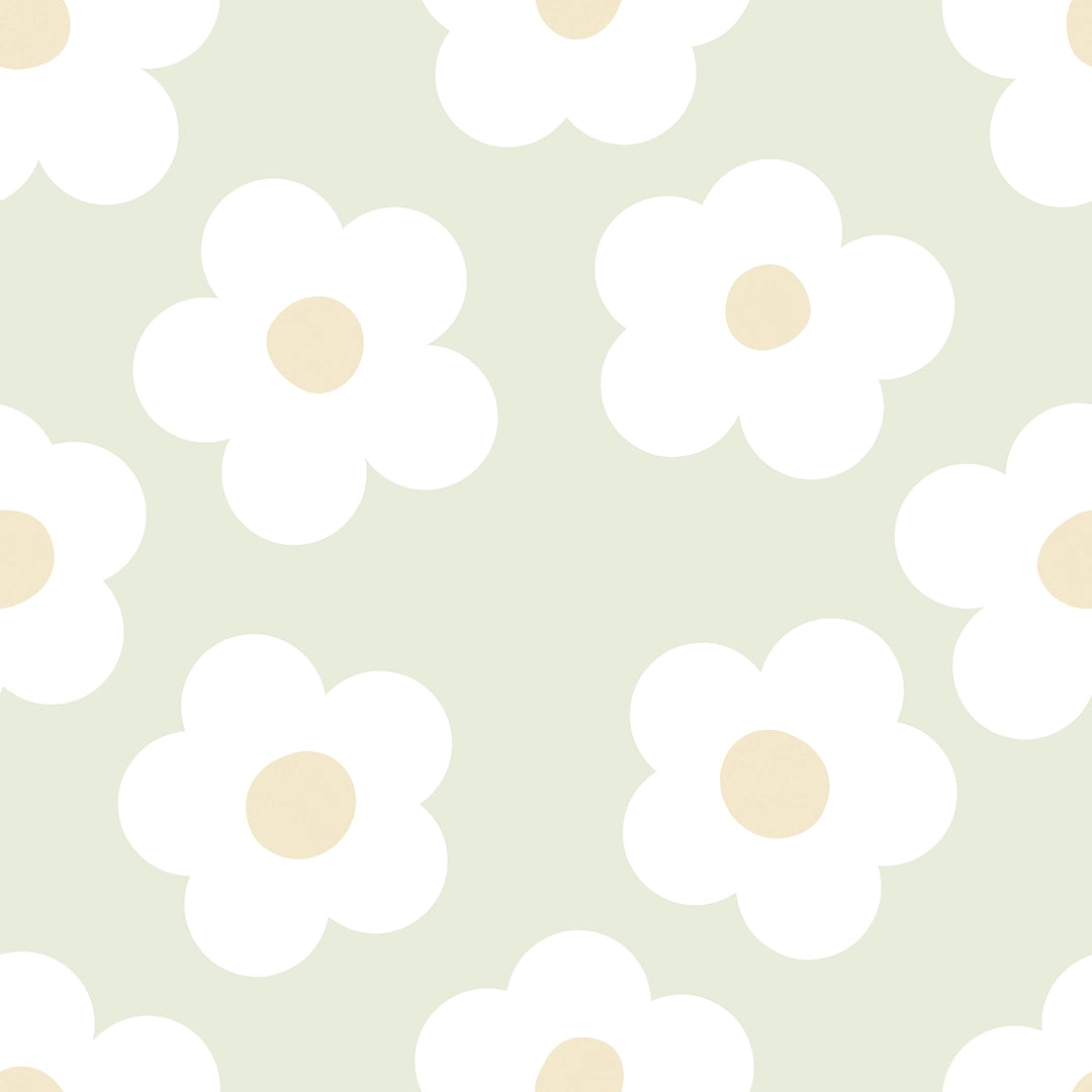 Sample of Ditsy Daisy Wallpaper in Soft Green