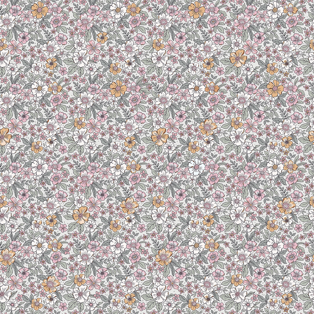 Sample of Ditsy Gardenia Wallpaper in Sage Green and Pink